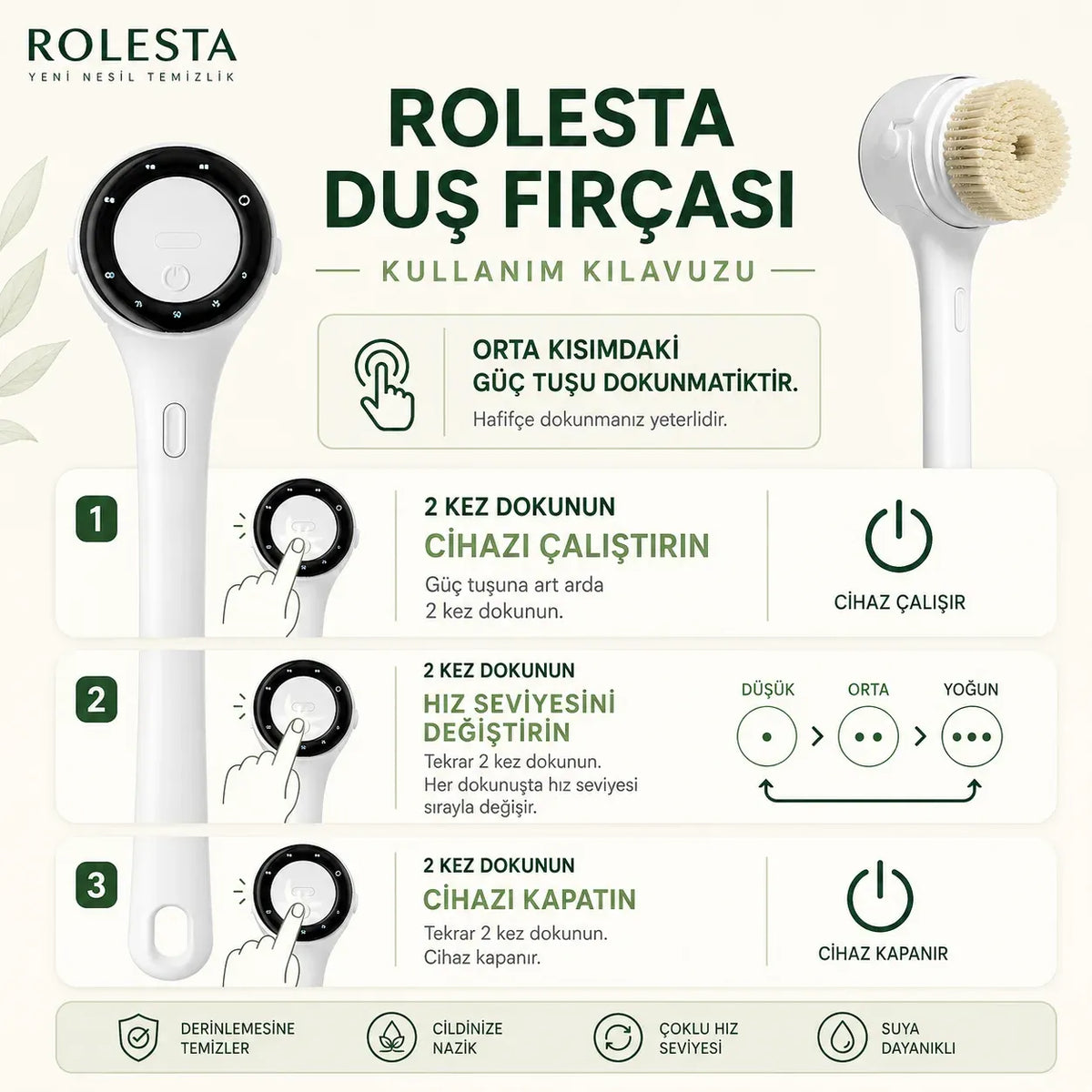 Mirelle Rolesta® 5 Başlıklı Şarjlı Duş Fırçası